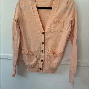 Vintage Wool Madewell Light Peach Women's V-Neck Button Cardigan Sweater Grandpa